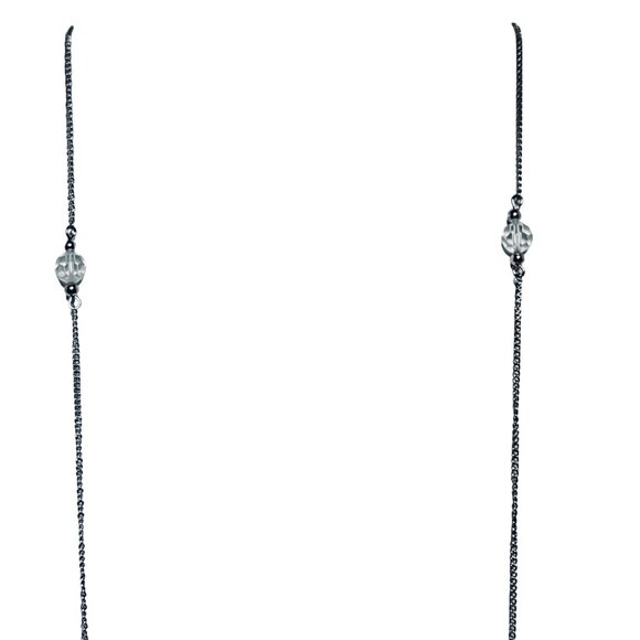 Avon Silver Tone Curb Chain Necklace W/ Clear Faceted Beads (5684) - Picture 4 of 7